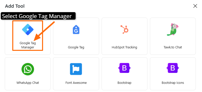 Select Google Tag Manager