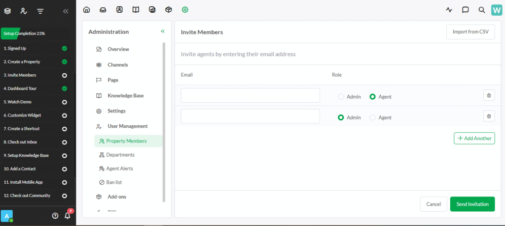 add agents you want to invite