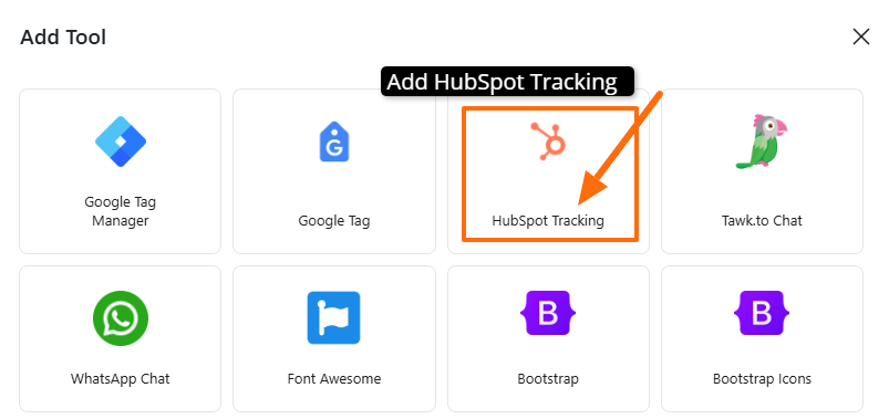 select HubSpot Tracking