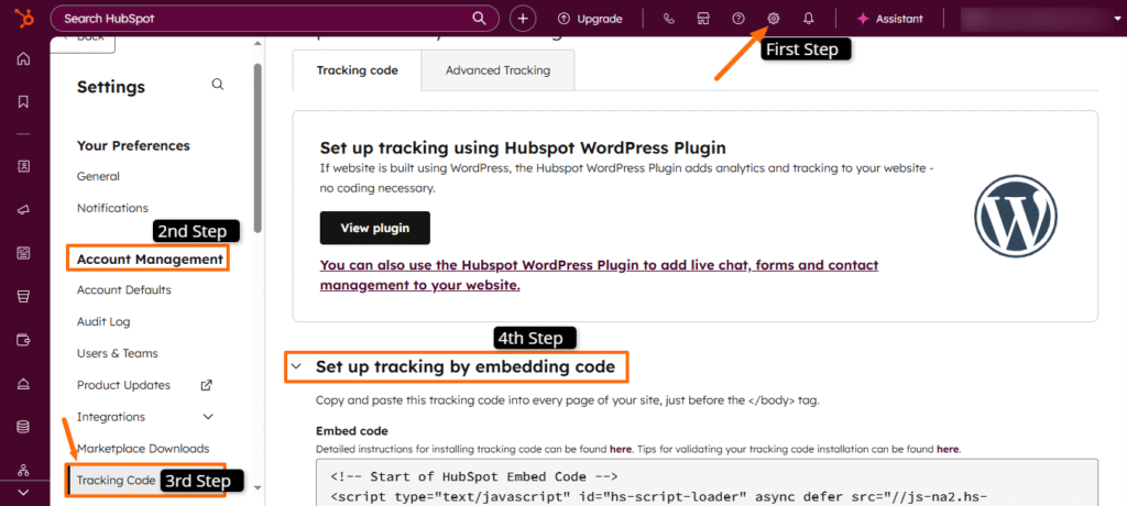 Select Tracking Code.