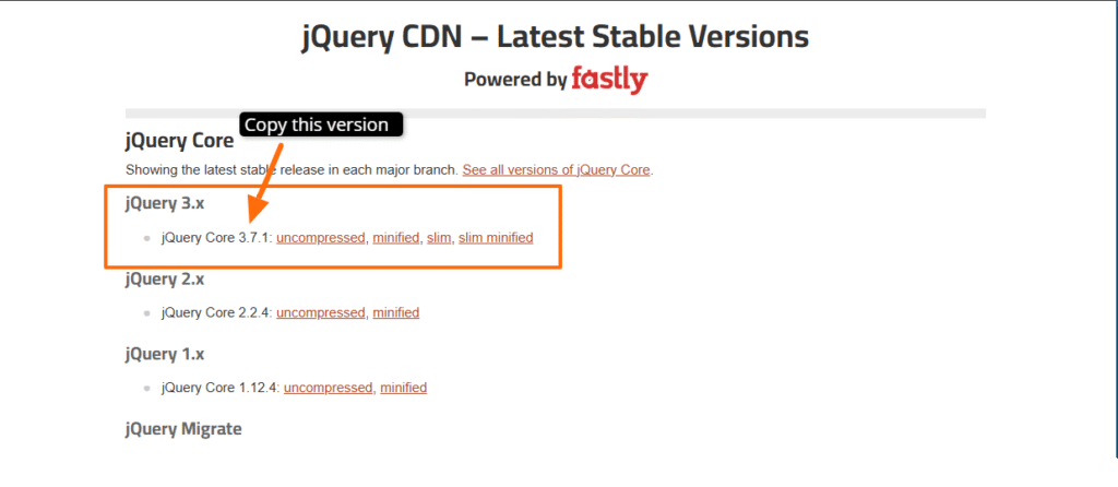 JQuery 6 Copy the jquery version