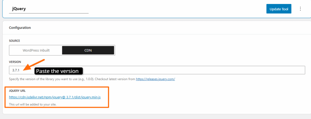 JQuery 7 Paste the jquery version