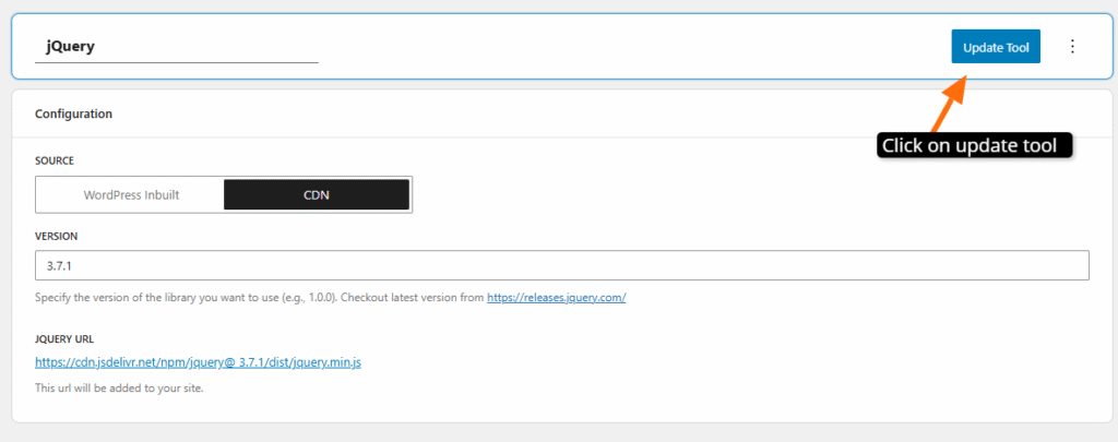 JQuery 8 Update the tool