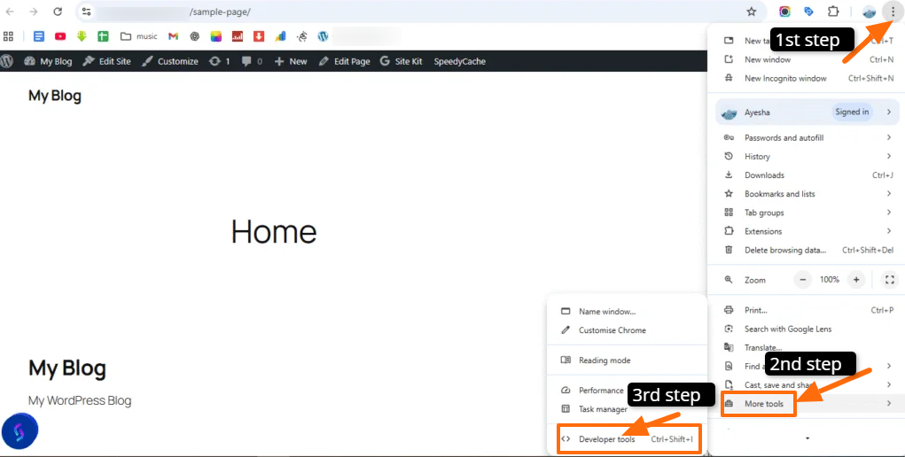 JQuery 9 Go to developer tools into your browser