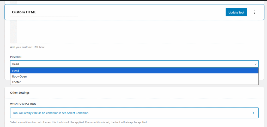 Custom HTML 3 editing positions