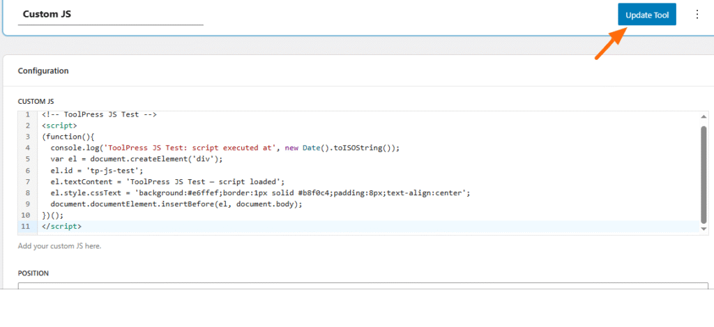 Now click on update tool.