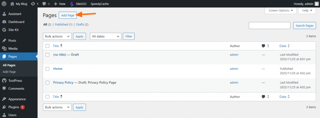 Custom CSS 4 create a new page