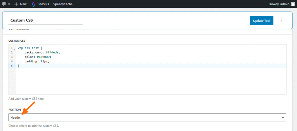 Custom CSS 3 Add Your CSS Code in the toolpress custom css