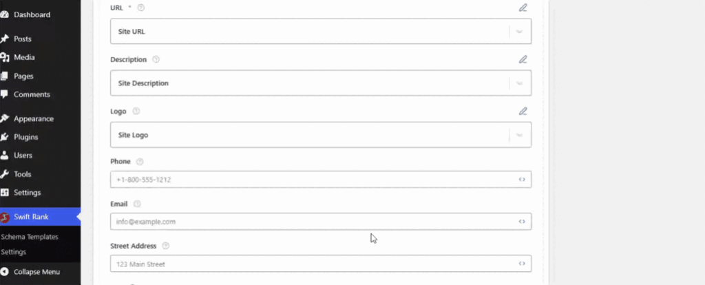 Organization Schema Template 7 upload the site logo or use dynamic variable
