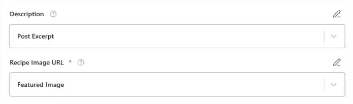 Recipe Schema Template 6 Add description in the field or enter the options from dropdown