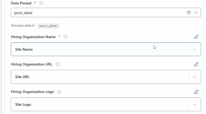 Add Hiring Organization Name