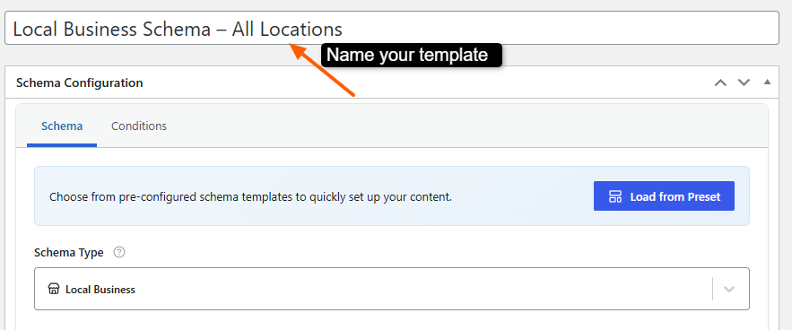 enter the name of your template