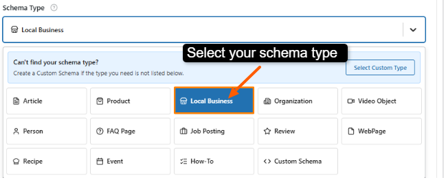 Select the Schema Type