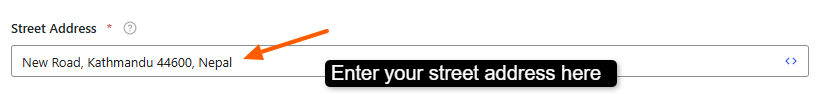 Enter the full street address in the field