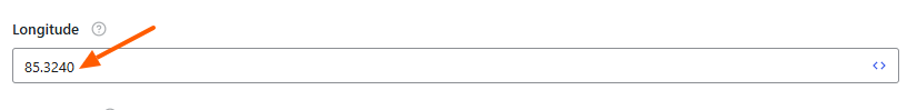Enter the Longitude here in field