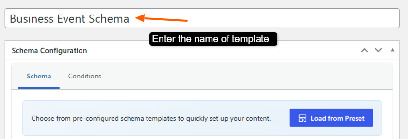 enter the name of template
