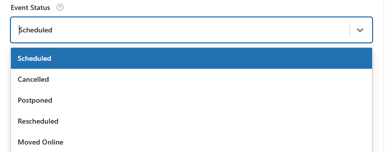 select the event status
