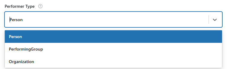 Add Performer Type from dropdown