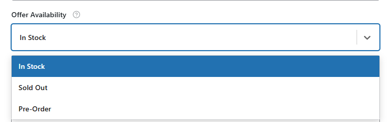 Add Offer Availability from dropdown