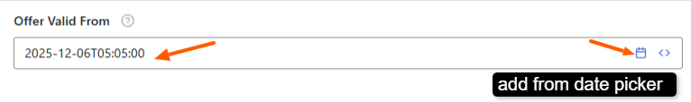 Add Offer Valid Form date picker