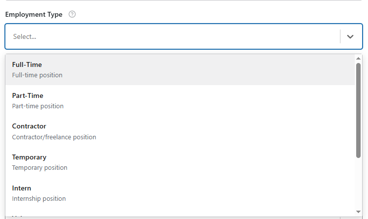 Select Employment Type from dropdown
