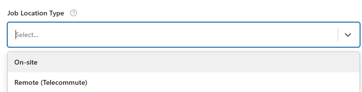 Select Job Location Type