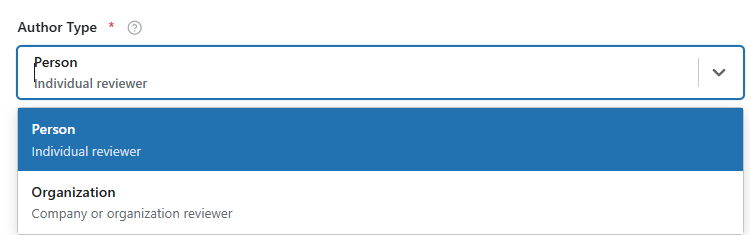 Review Schema Template 10 Add author type from dropdown