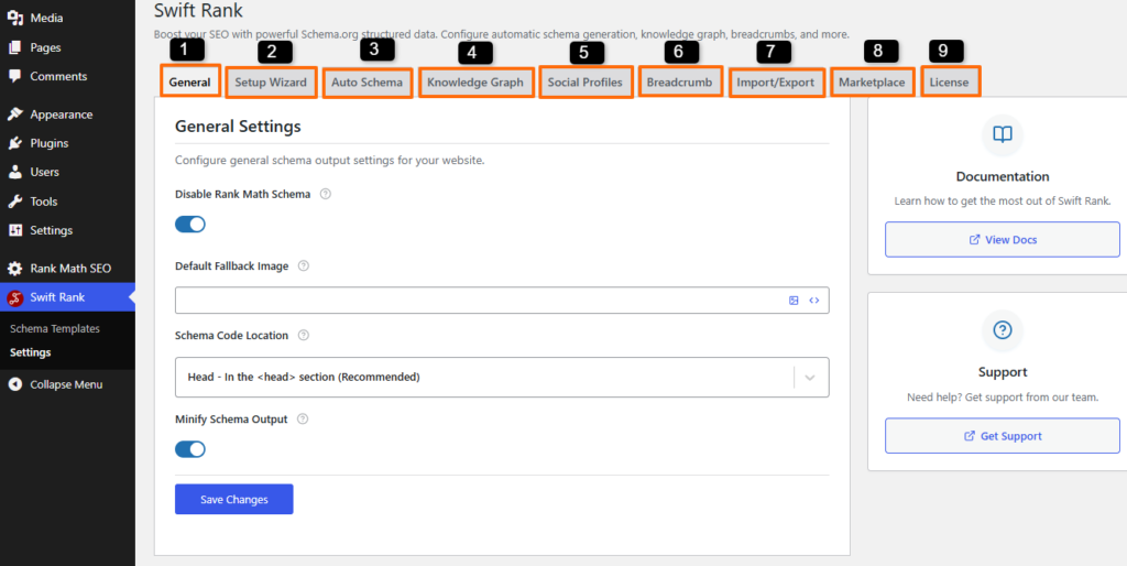 Introduction 8 settings tab