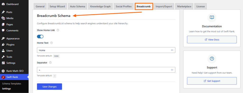 Introduction 16 Breadcrumbs tab in Swift Rank