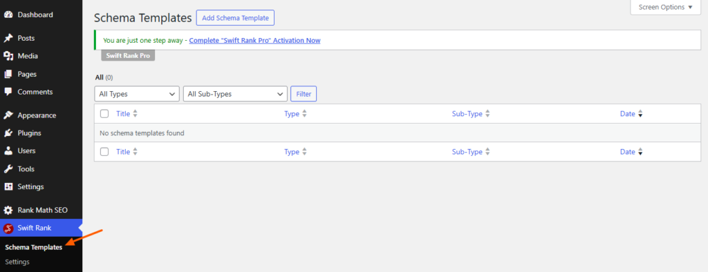 Schema Templates 4 Click on Schema Templates