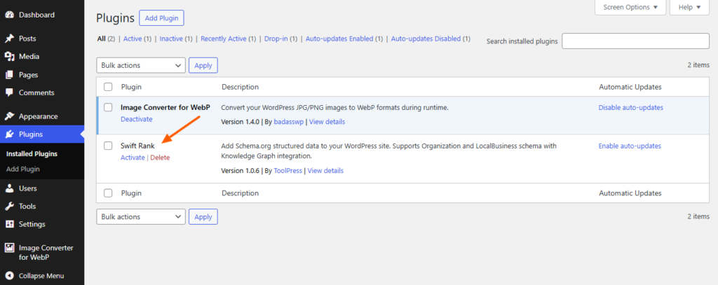 Schema Templates 3 select Activate
