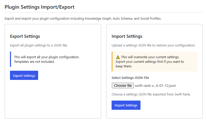 Plugin Settings Import / Export 