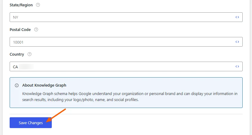 Knowledge Graph Settings 6 click on save changes