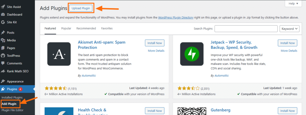 Schema Templates 1 ADD Swift rank plugin from wordpress directory