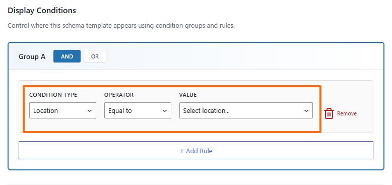 Conditions Tab (Display Conditions) 4 display condition in Swift Rank