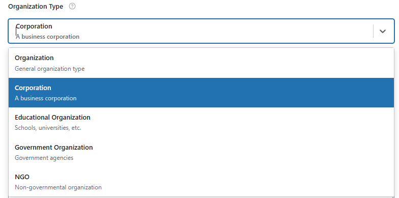 Knowledge Graph Settings 3 pick up the organization type in swift rank