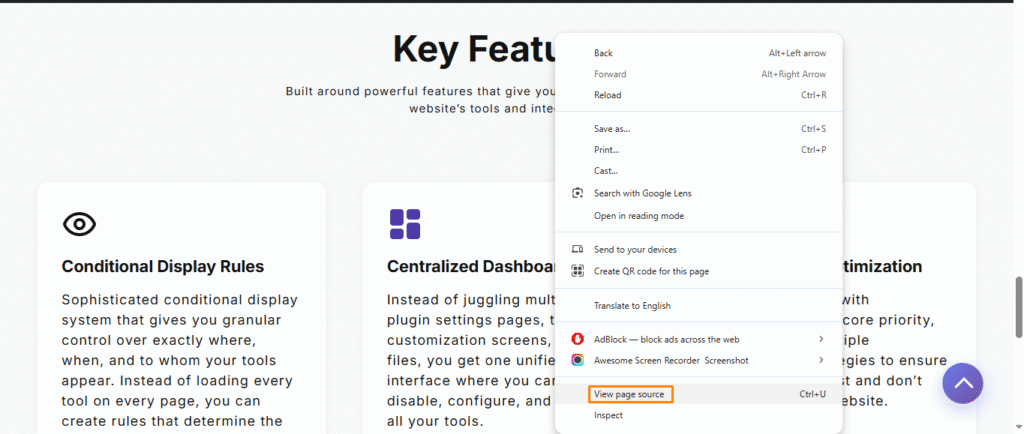 Knowledge Graph Settings 7 right click with your mouse and click on view page source