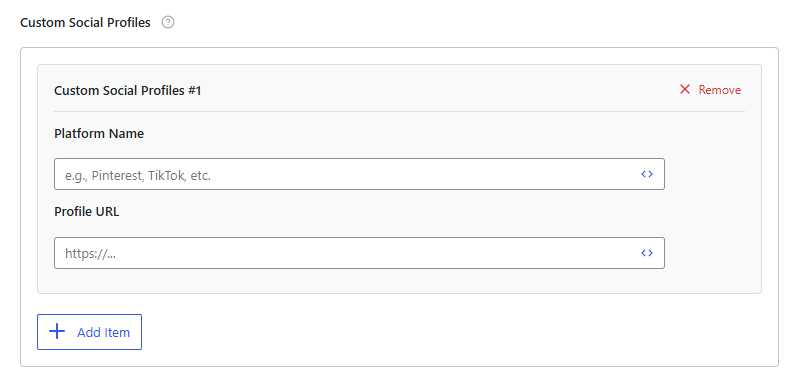 you can add Custom Social Profiles