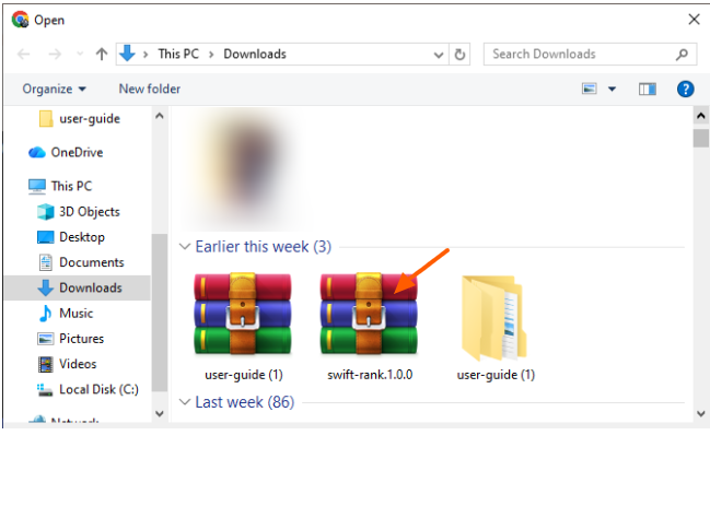 pick zip file of swift rank from your computer