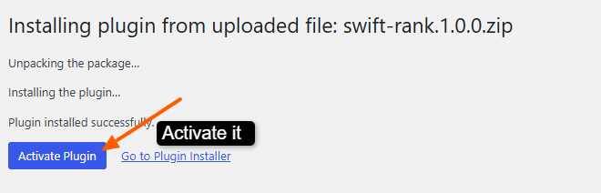 Click on activate plugin