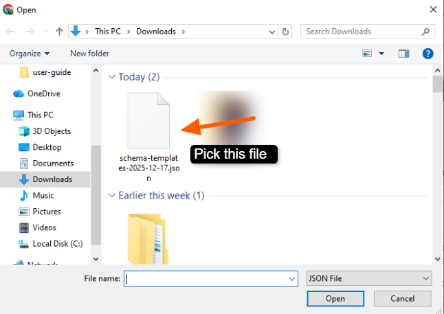 Import / Export 4 Pick this exported JSON file from your computer.