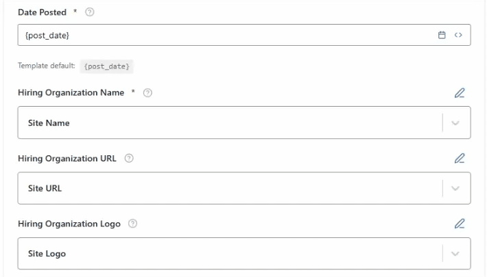 Add Hiring Organization URL in field