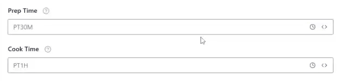 Recipe Schema Template 9 add the prep time