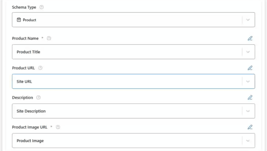Product Schema Template 5 enter the product URL through the variable list