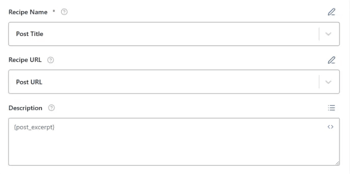 Recipe Schema Template 4 add the recipie name here in field