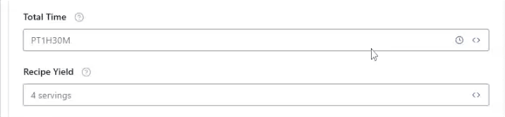 Recipe Schema Template 11 add the total time in field