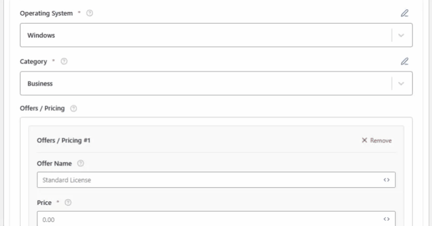 Add category name from dropdown or manually enter