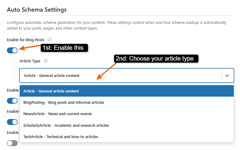 Enable auto schema for blog posts