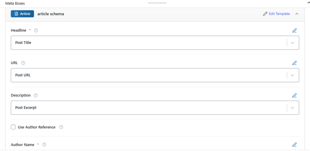 Editing Schema Fields for a Post